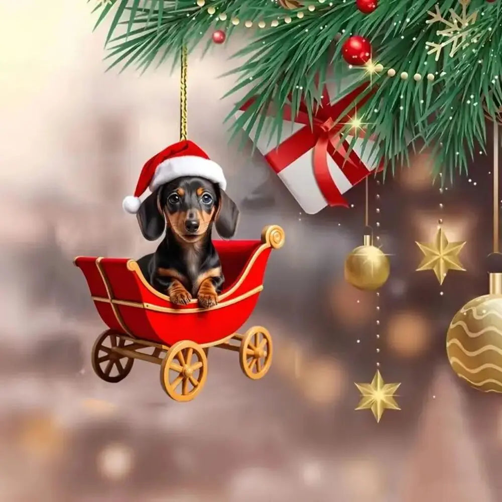 Christmas riding dog acrylic ornaments