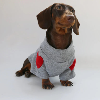 Sausage  Soft Grey Cotton Hooded