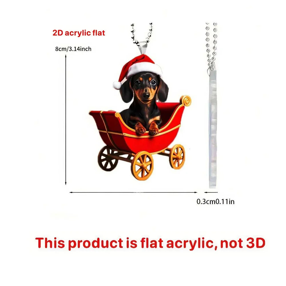 Christmas riding dog acrylic ornaments