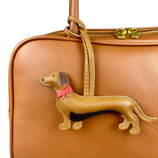 Elegant Dachshund Leather Keychain